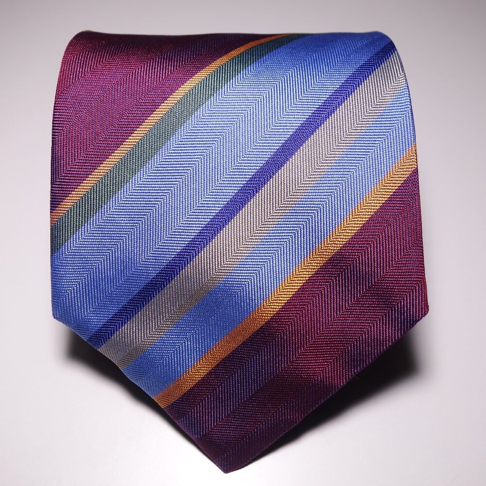 Hermes Paris Multicolor Striped 100% Silk Tie Made In France